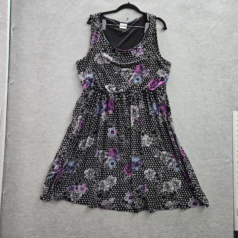 Torrid‎ Women Dress 2 Black Nylon Polyester Floral Polka Dot Fit & Flare